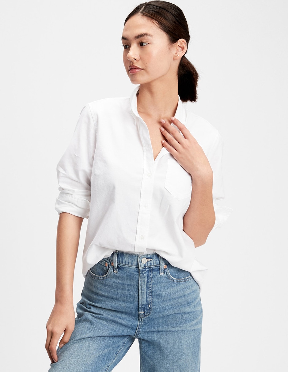 Camisa de algodón manga larga para mujer