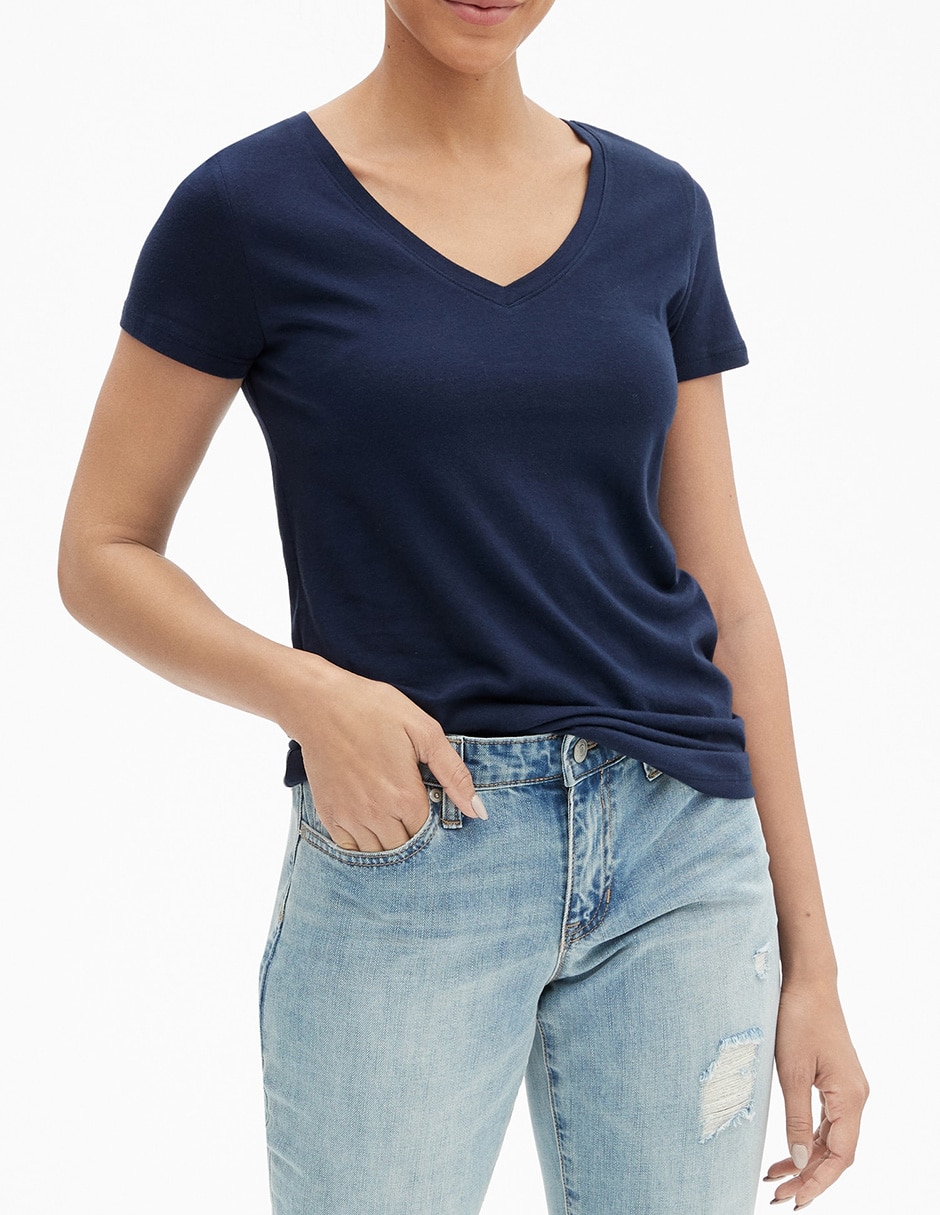 Playera manga corta cuello v para mujer Playera manga corta cuello v para mujer