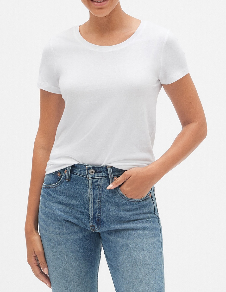 Playera manga corta cuello redondo para mujer