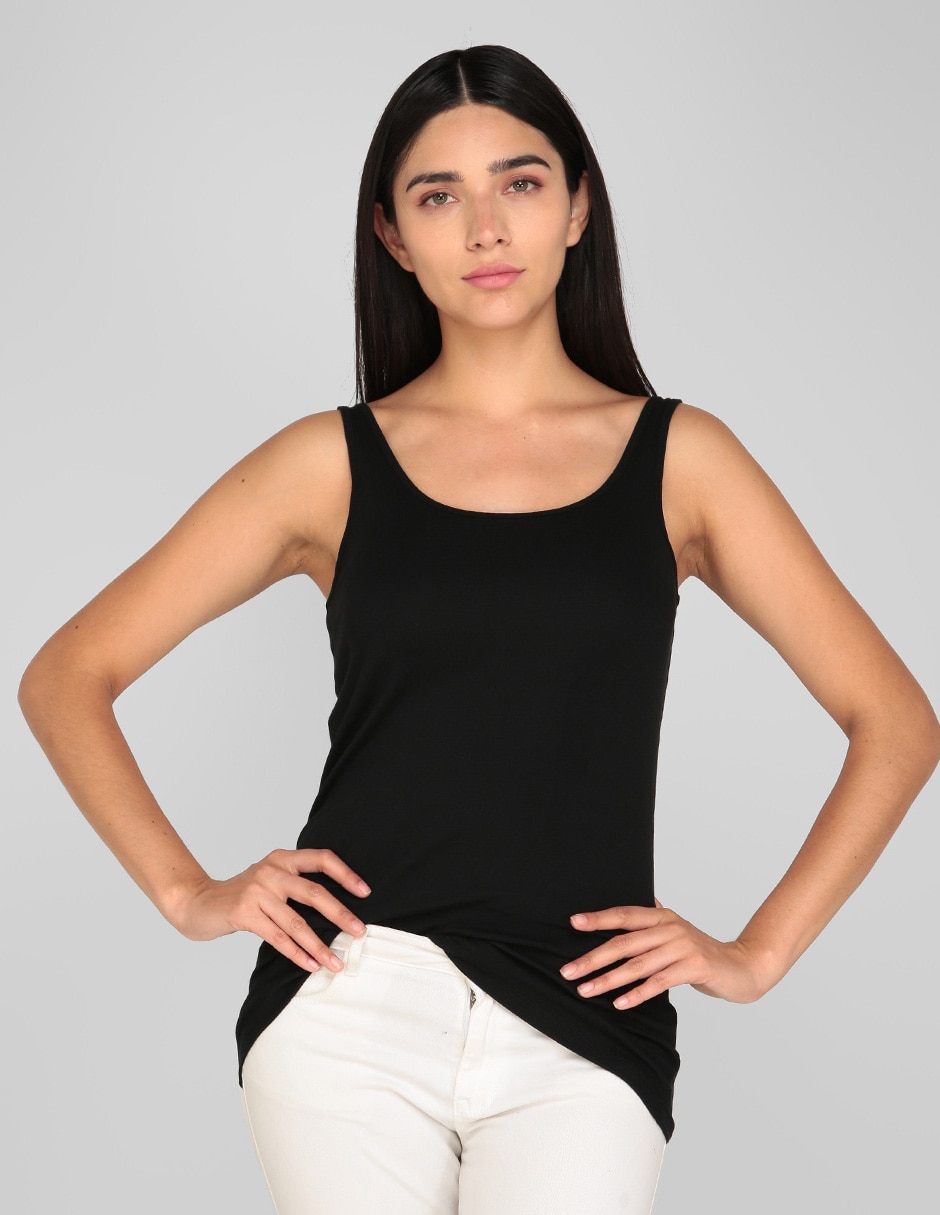 Playera tank cuello redondo para mujer