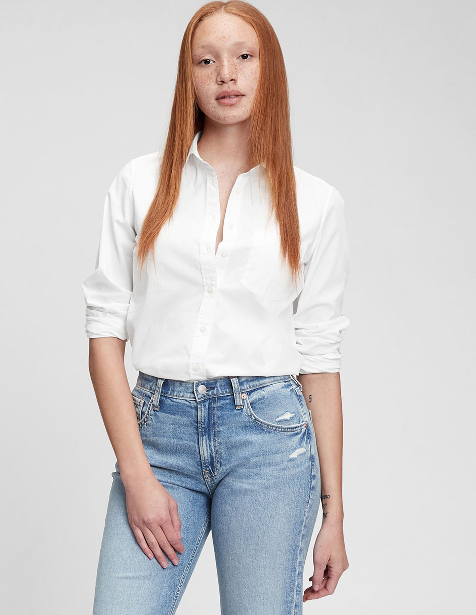Camisa de algodón manga larga para mujer