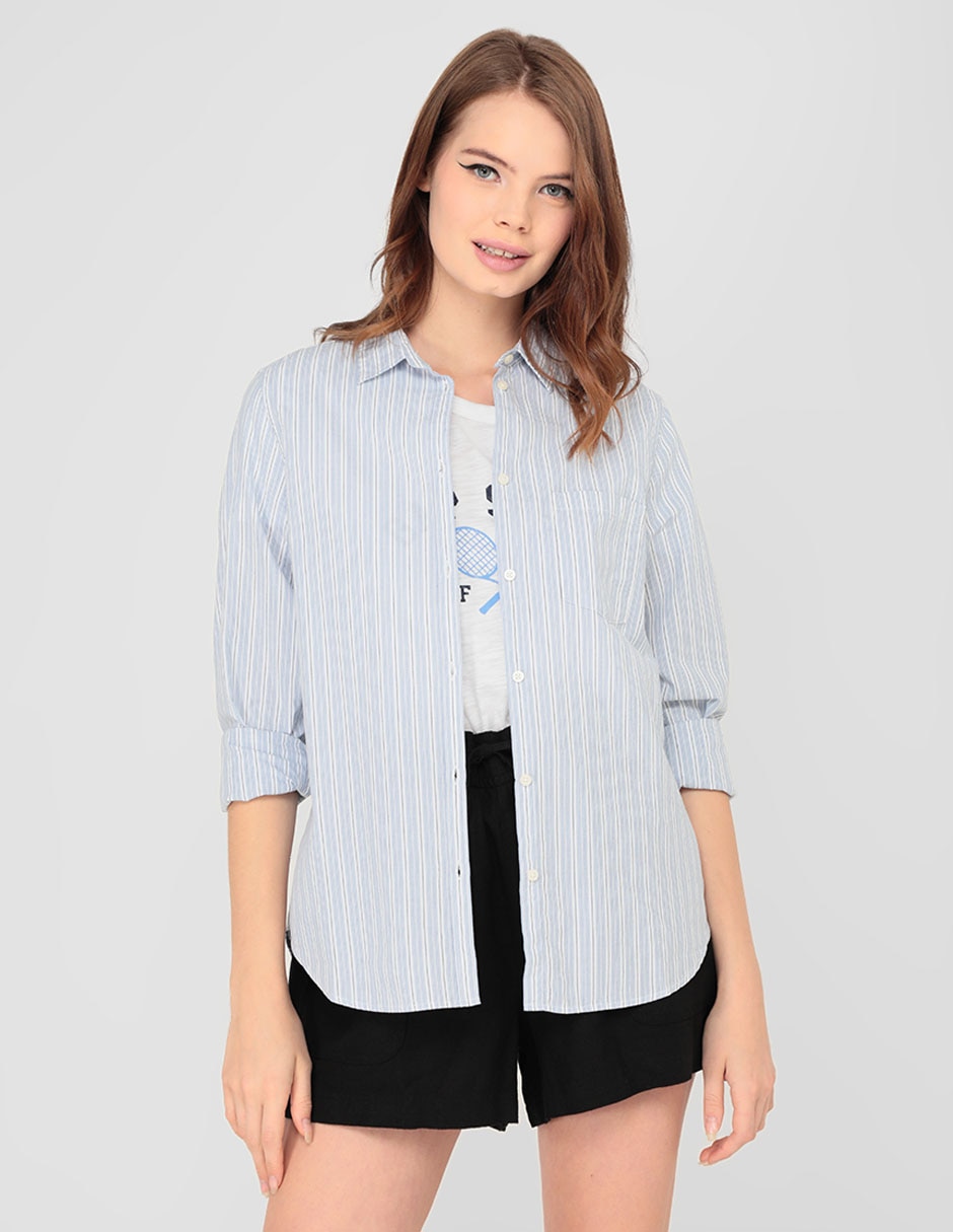 Camisa de algodón manga larga para mujer