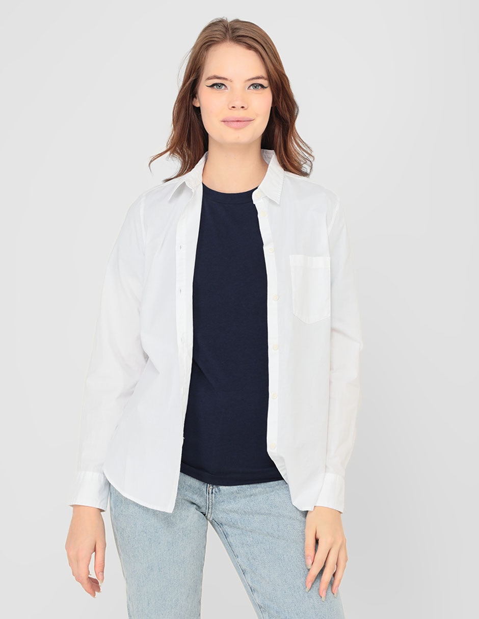 Camisa de algodón manga larga para mujer