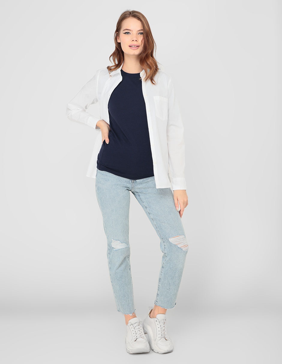 Camisa de algodón manga larga para mujer 3