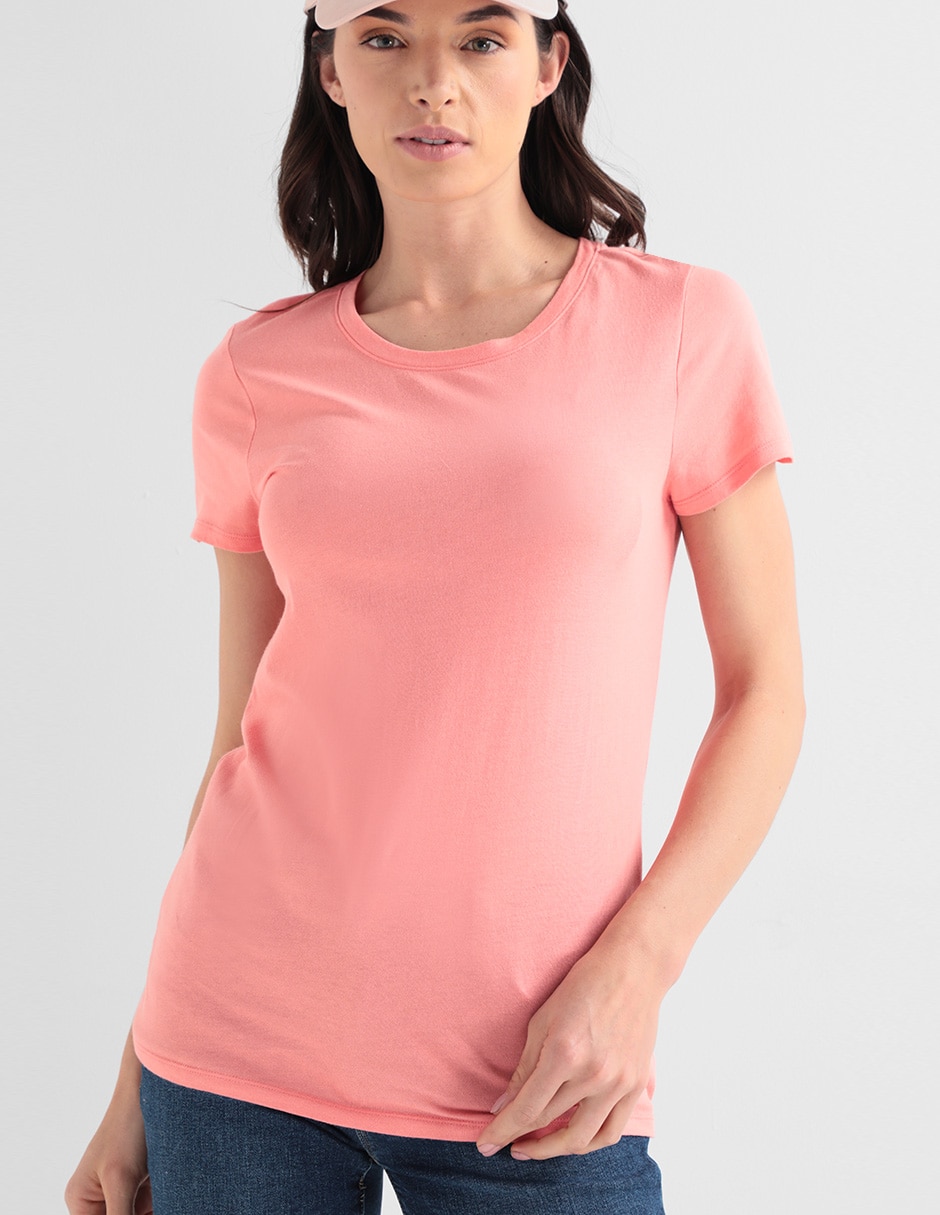 Playera manga corta cuello redondo para mujer