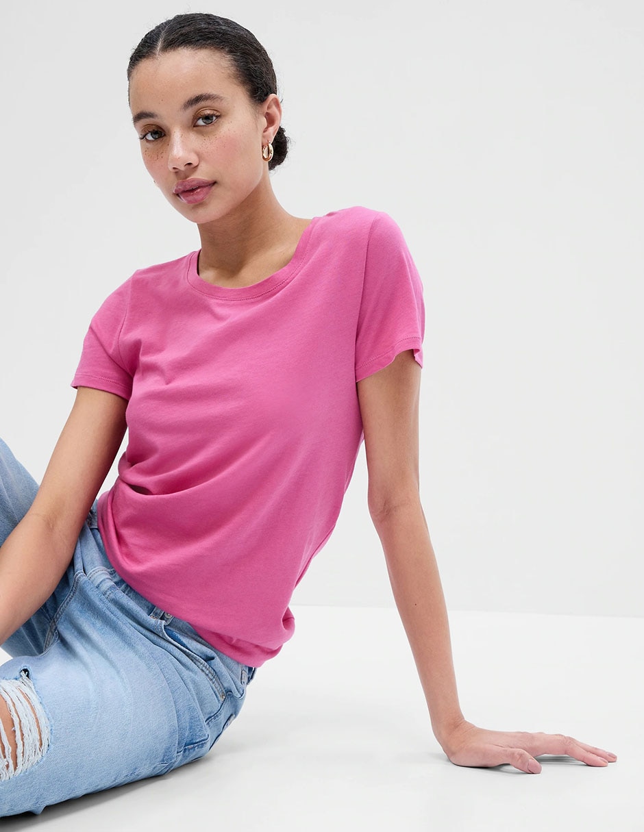 Playera manga corta cuello redondo para mujer