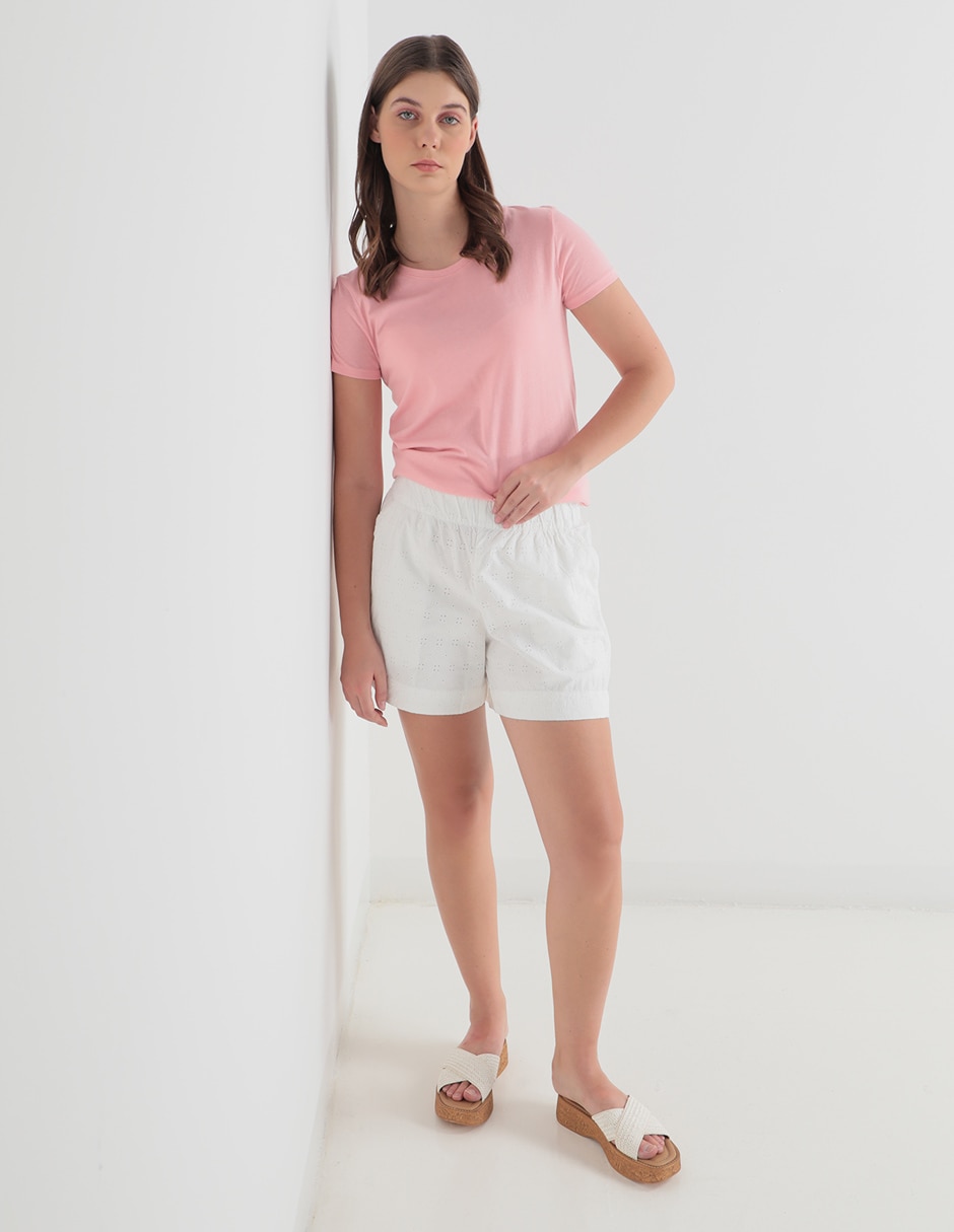 Playera manga corta cuello redondo para mujer