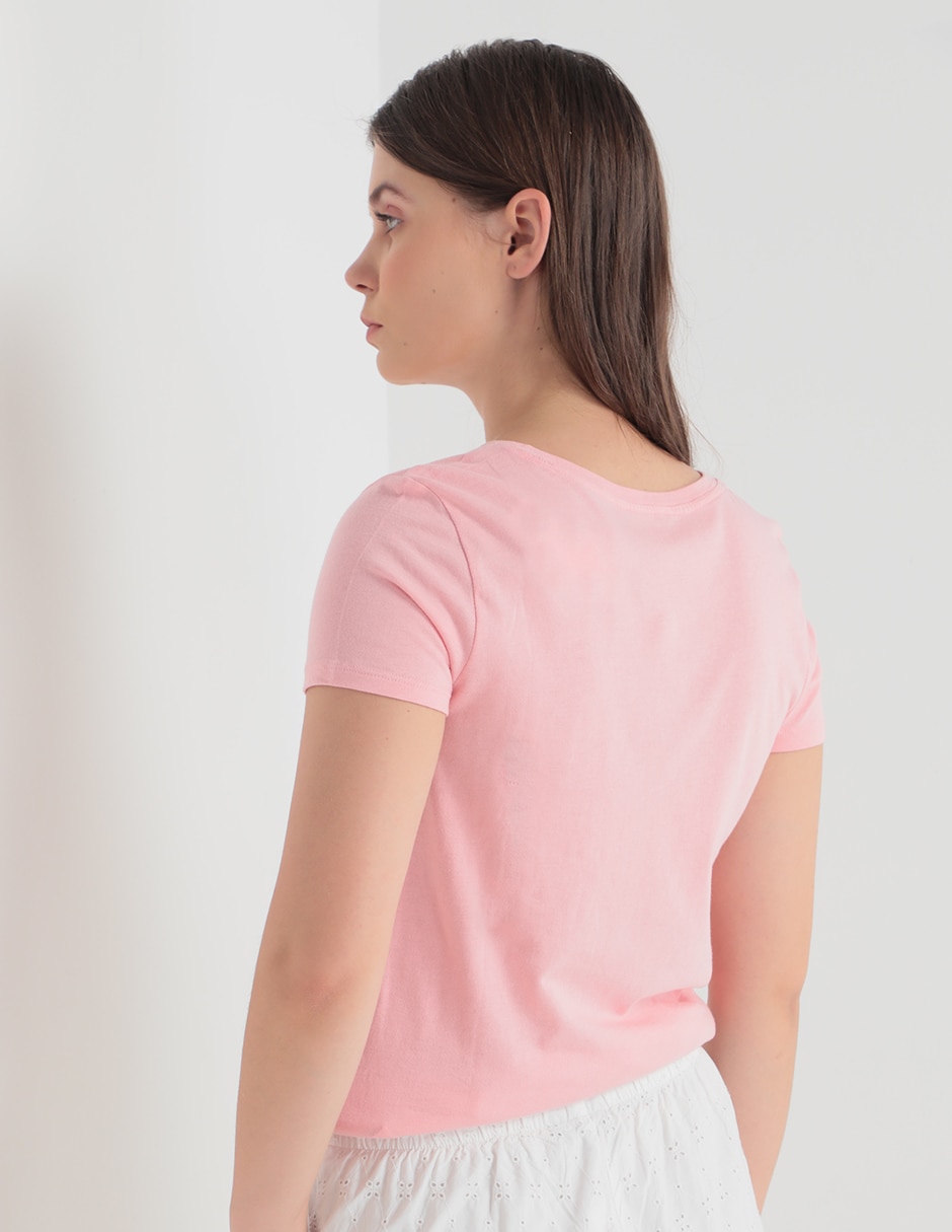 Playera manga corta cuello redondo para mujer
