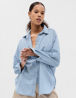 Camisa de algodón manga larga para mujer