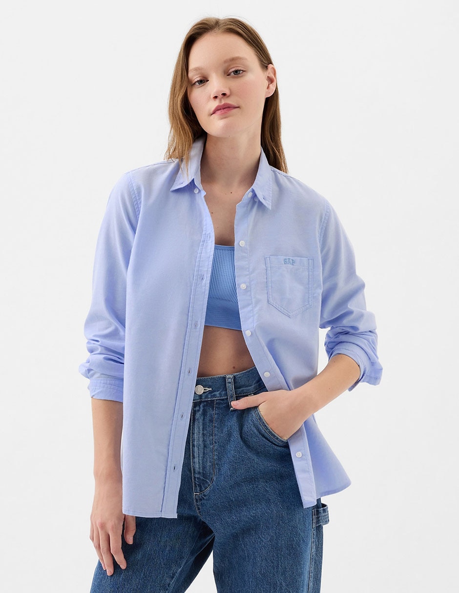 Camisa de algodón manga larga para mujer Camisa de algodón manga larga para mujer
