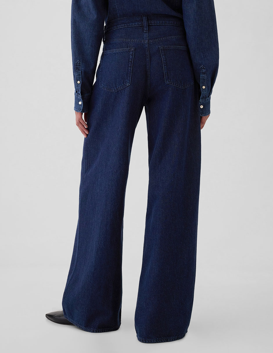 Jeans amplio corte a la cintura para mujer 2