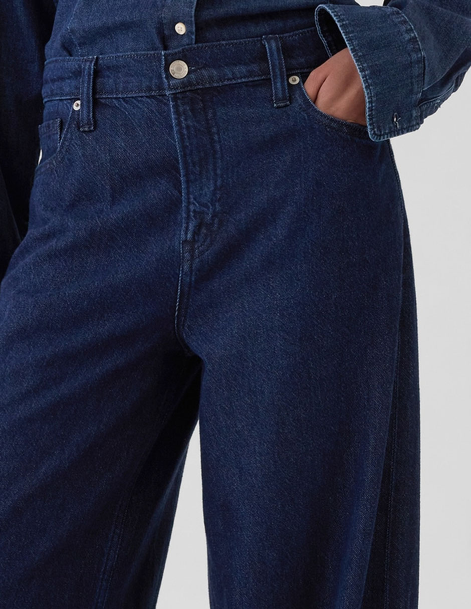 Jeans amplio corte a la cintura para mujer 4