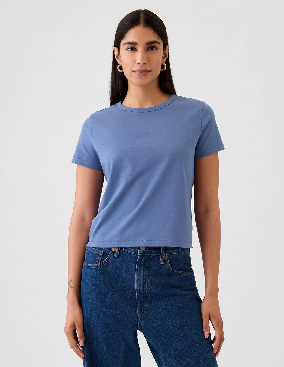 Playera manga corta cuello redondo para mujer