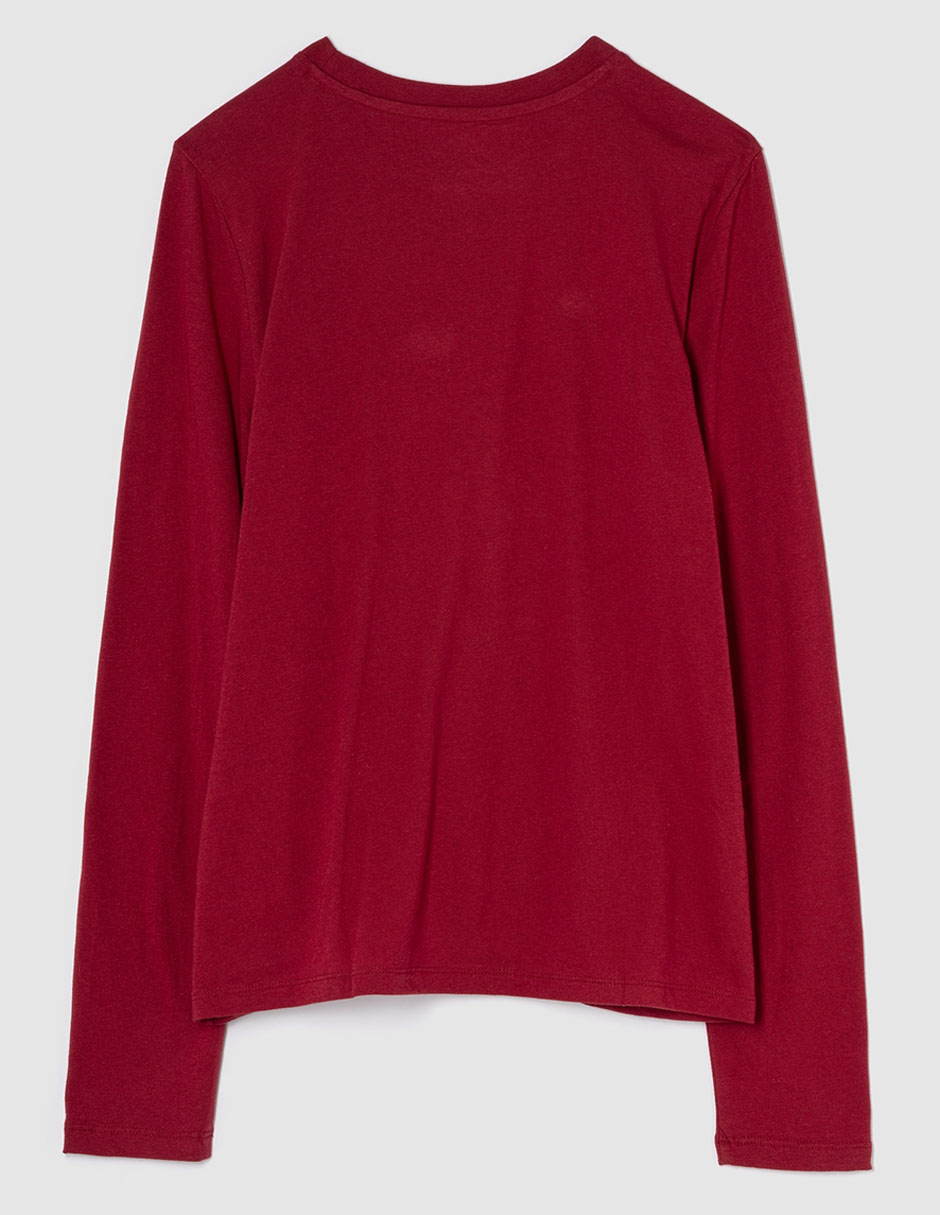 Playera manga larga cuello redondo para mujer