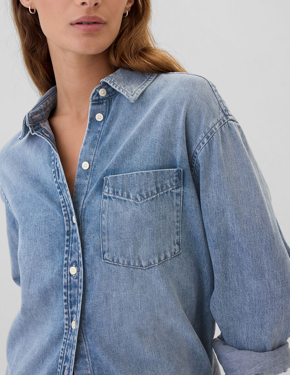 Camisa de algodón manga larga para mujer