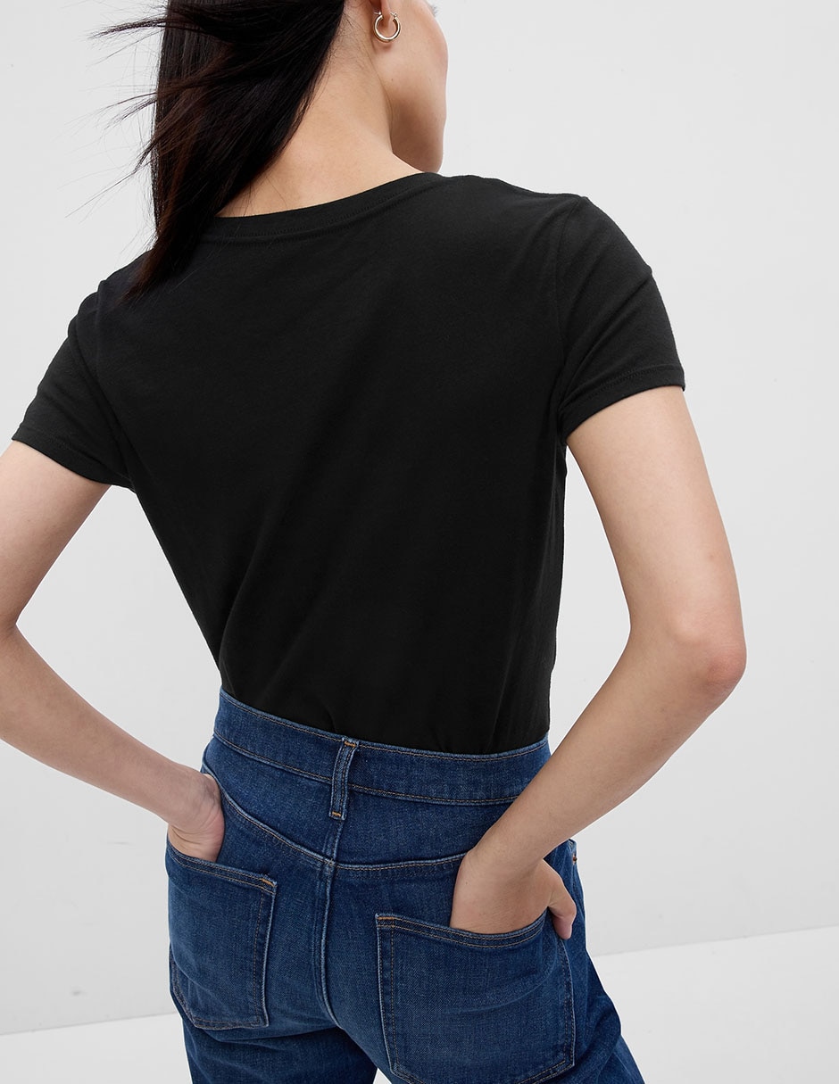Playera manga corta cuello redondo para mujer