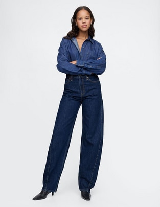 Jeans relaxed barrel para mujer