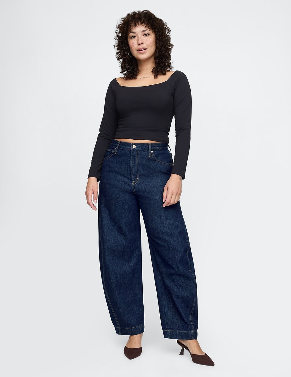 Jeans relaxed barrel para mujer