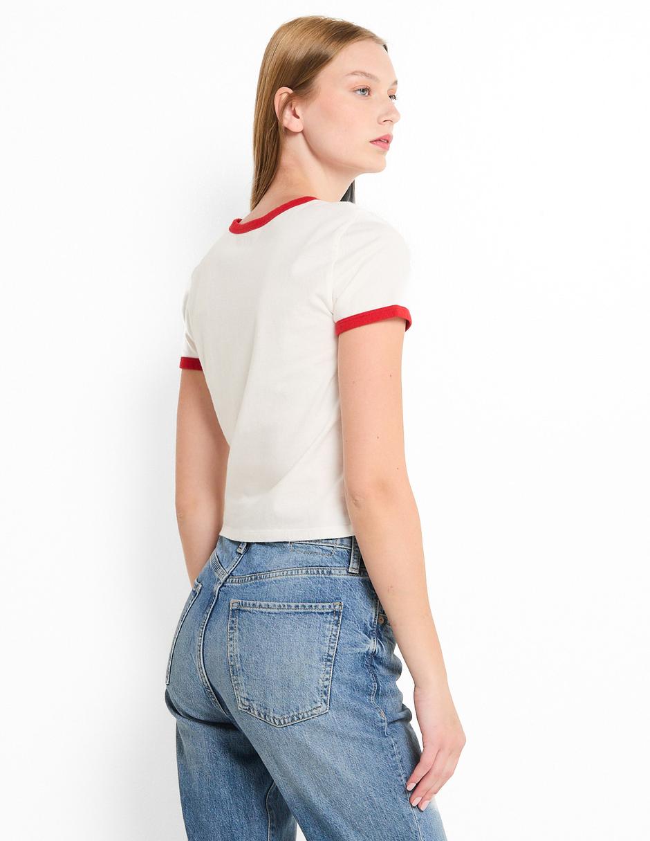 Playera manga corta cuello redondo mujer