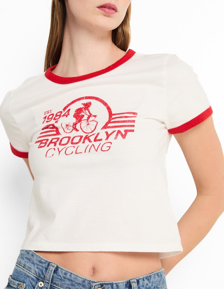 Playera manga corta cuello redondo mujer