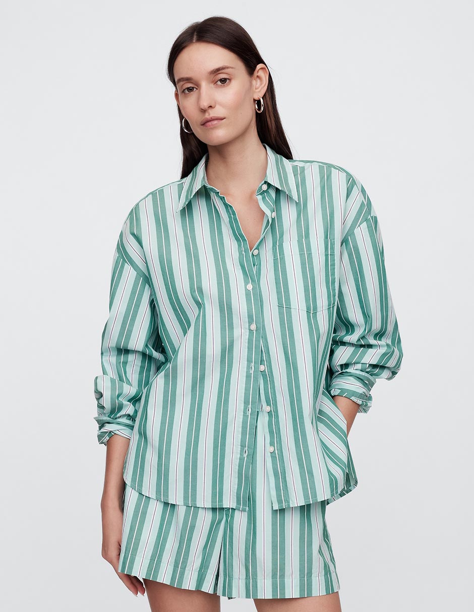 Camisa de algodón manga larga para mujer