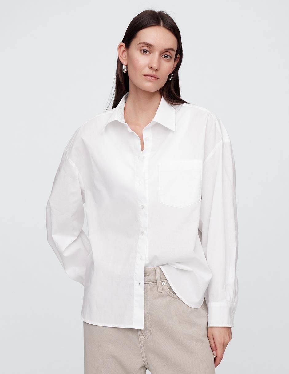 Camisa de algodón manga larga para mujer