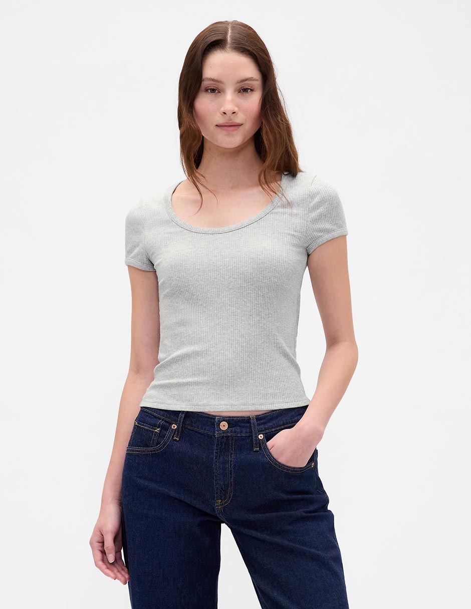 Playera manga corta cuello redondo para mujer Playera manga corta cuello redondo para mujer