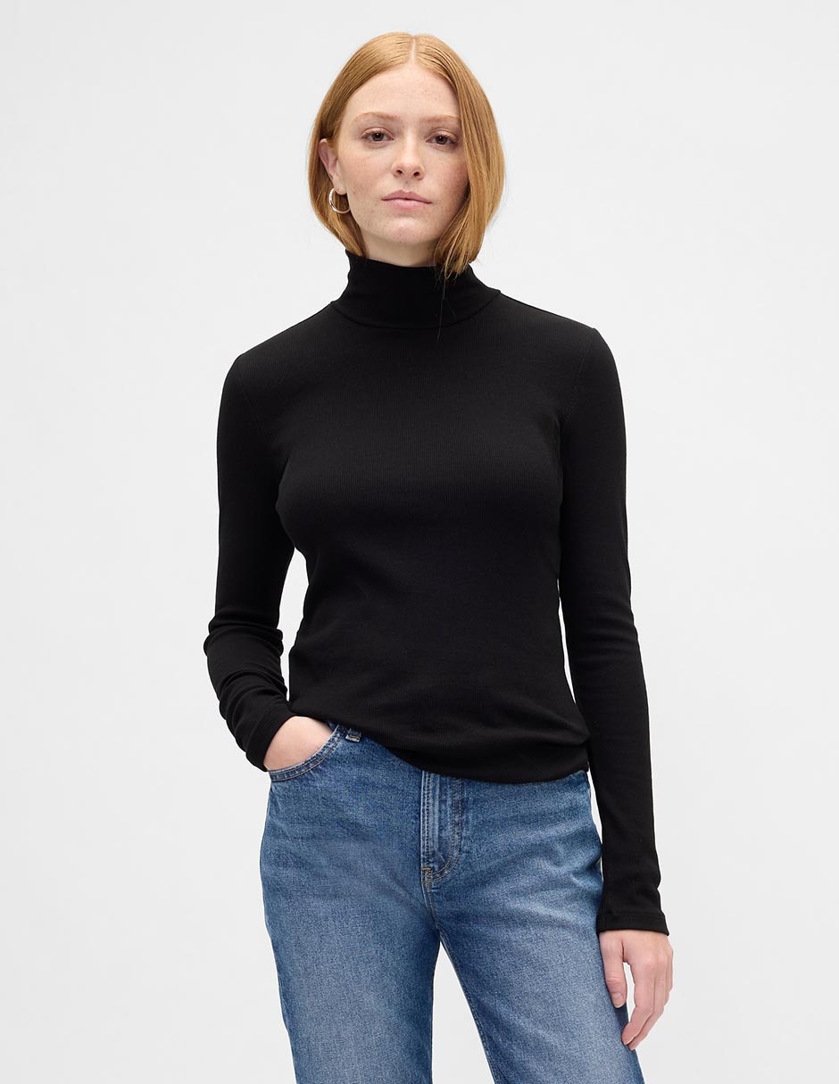 Playera manga larga cuello alto para mujer Playera manga larga cuello alto para mujer