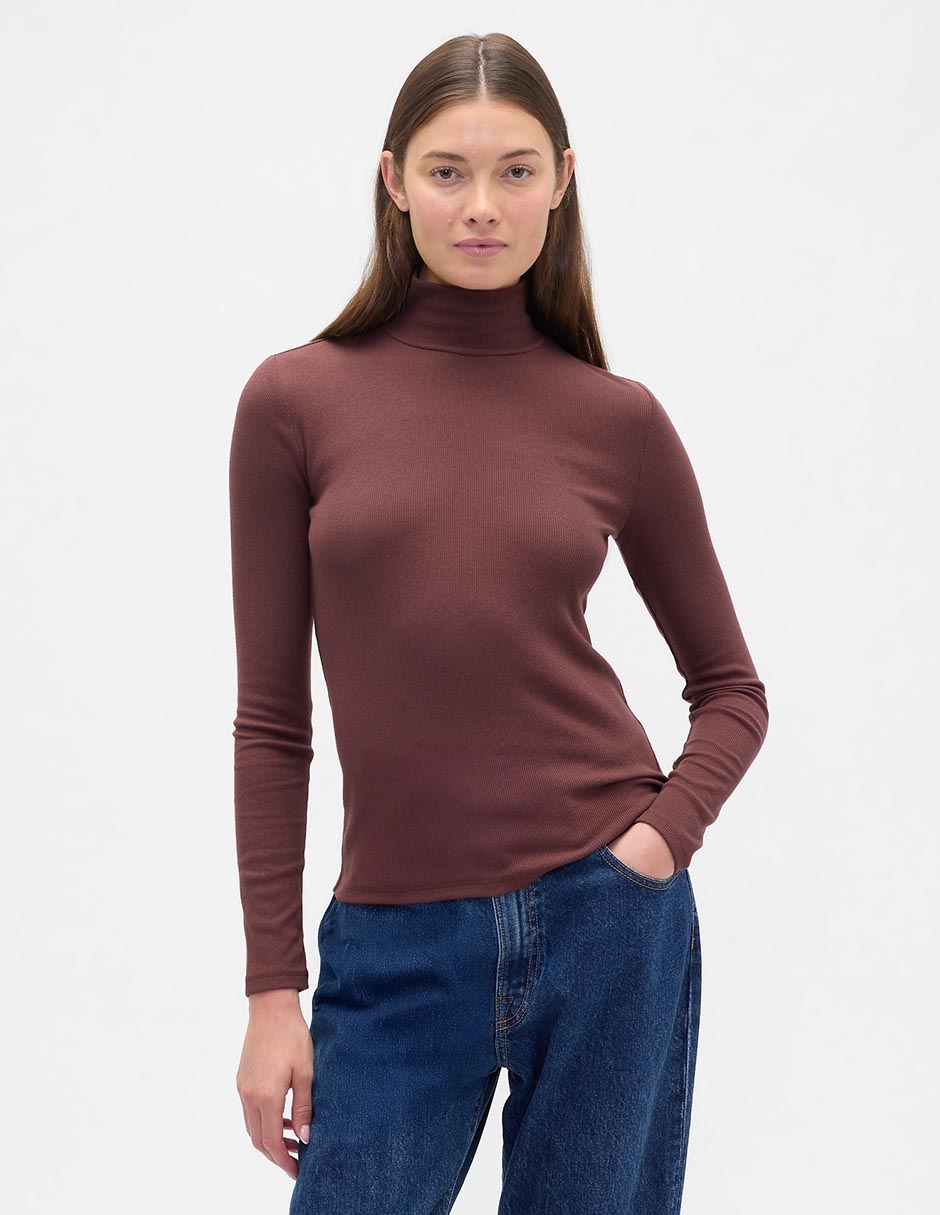 Playera manga larga cuello alto para mujer Playera manga larga cuello alto para mujer