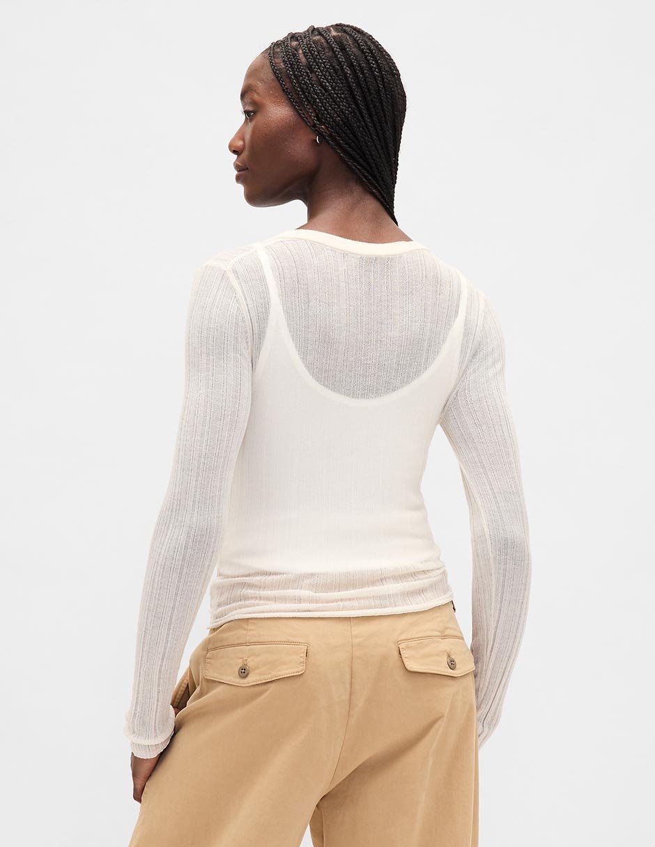 Suéter cuello con botón para mujer 3