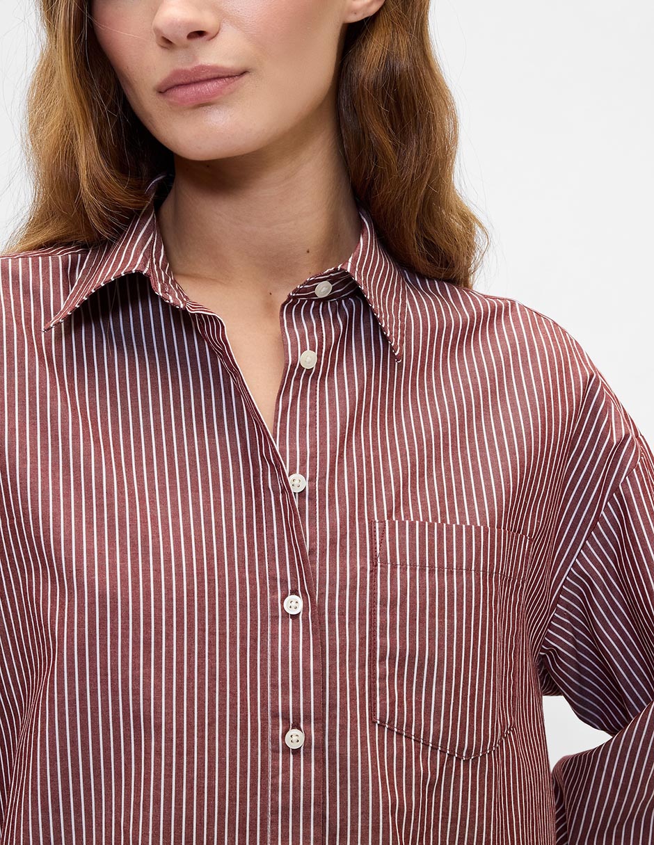 Camisa de algodón manga larga para mujer