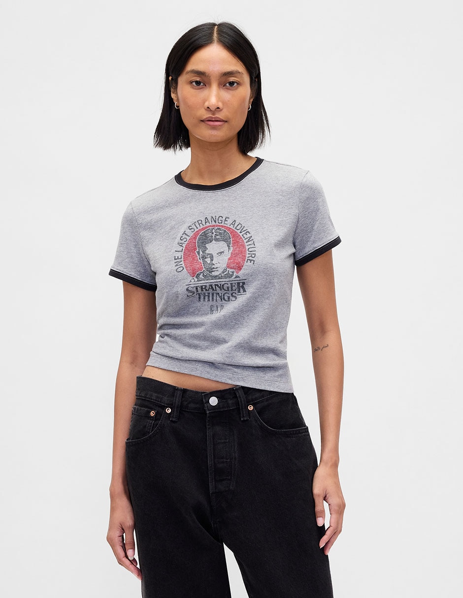 Playera manga corta cuello redondo para mujer
