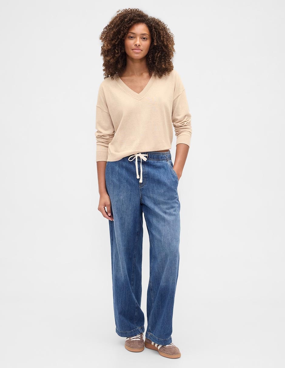 Jeans easy pant wide leg para mujer
