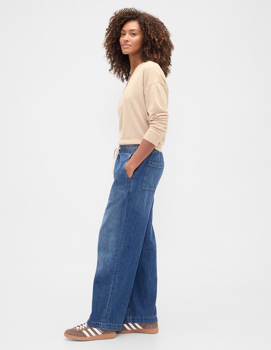 Jeans easy pant wide leg para mujer