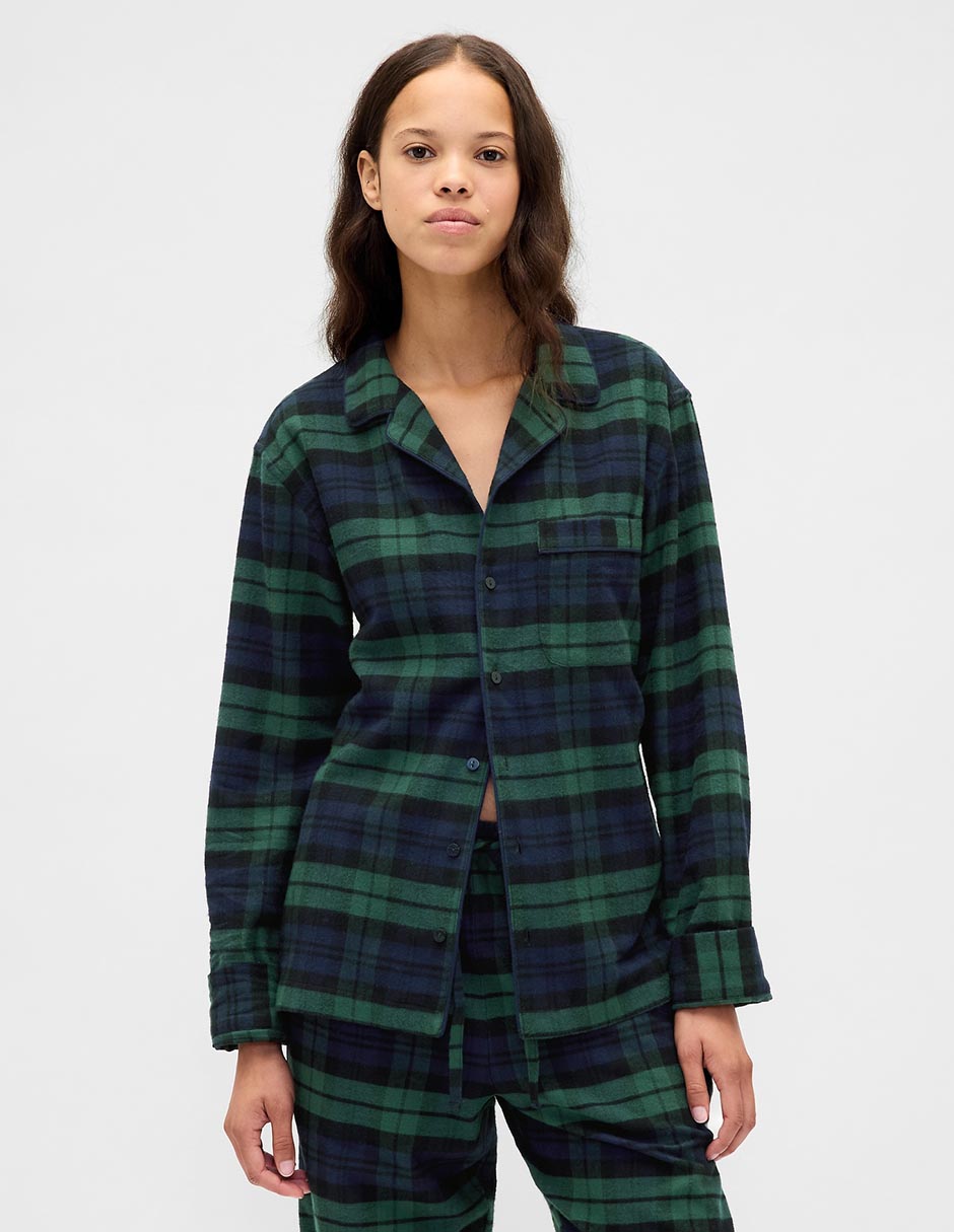 Playera pijama estampado a cuadros para mujer Playera pijama estampado a cuadros para mujer