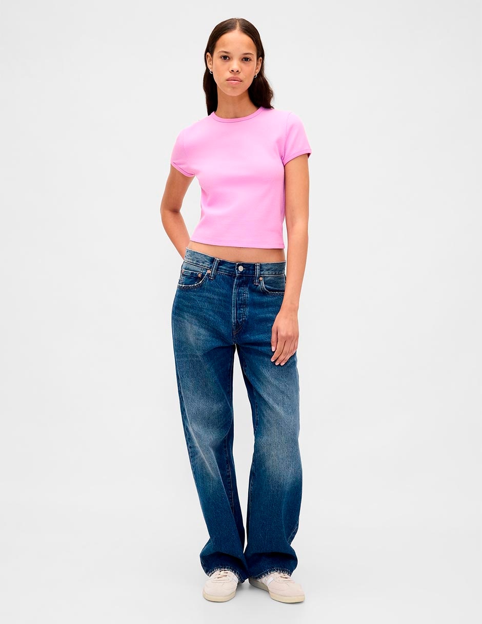 Playera manga corta cuello redondo mujer