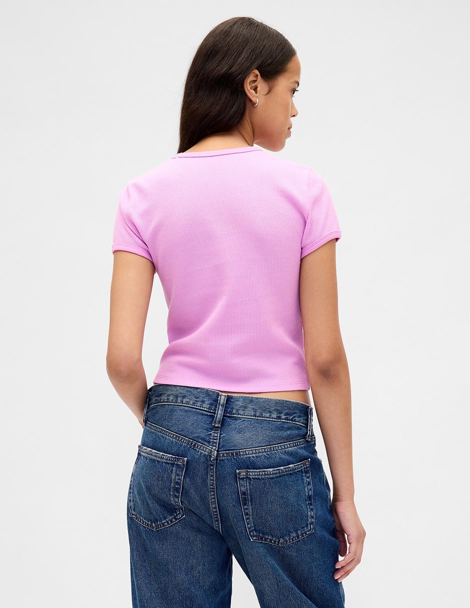 Playera manga corta cuello redondo mujer