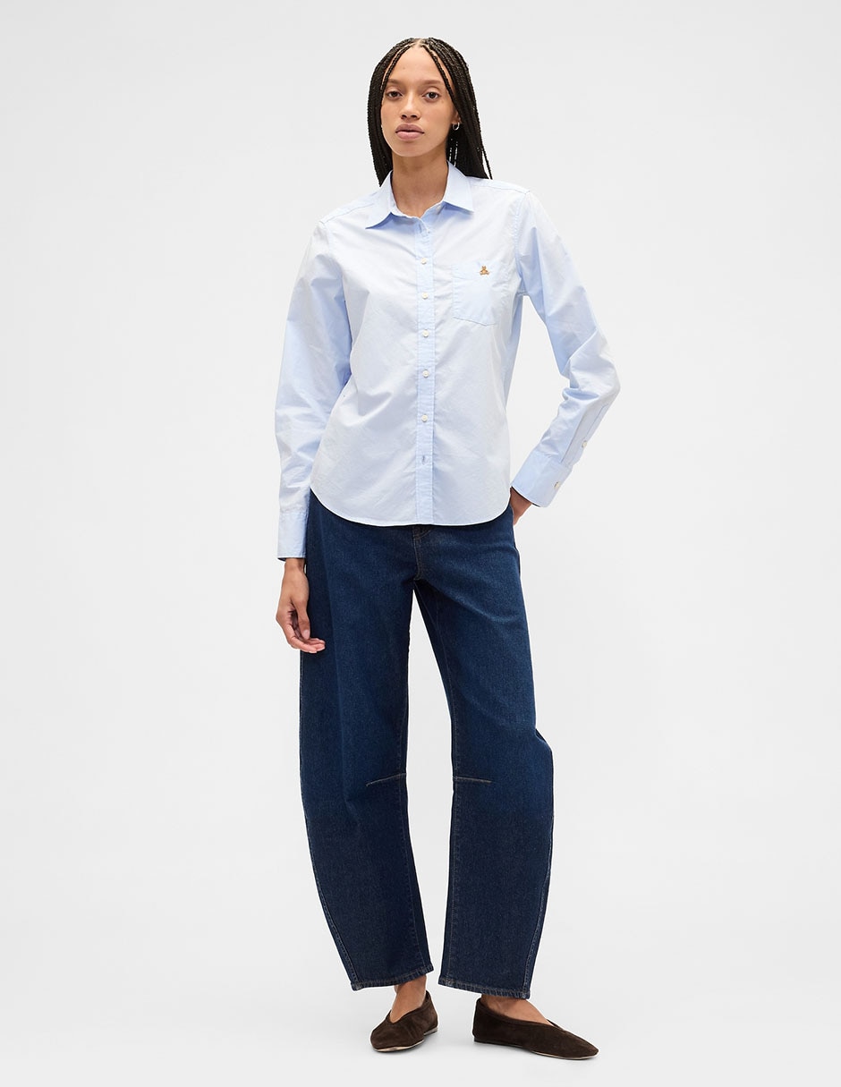 Camisa de algodón manga larga para mujer