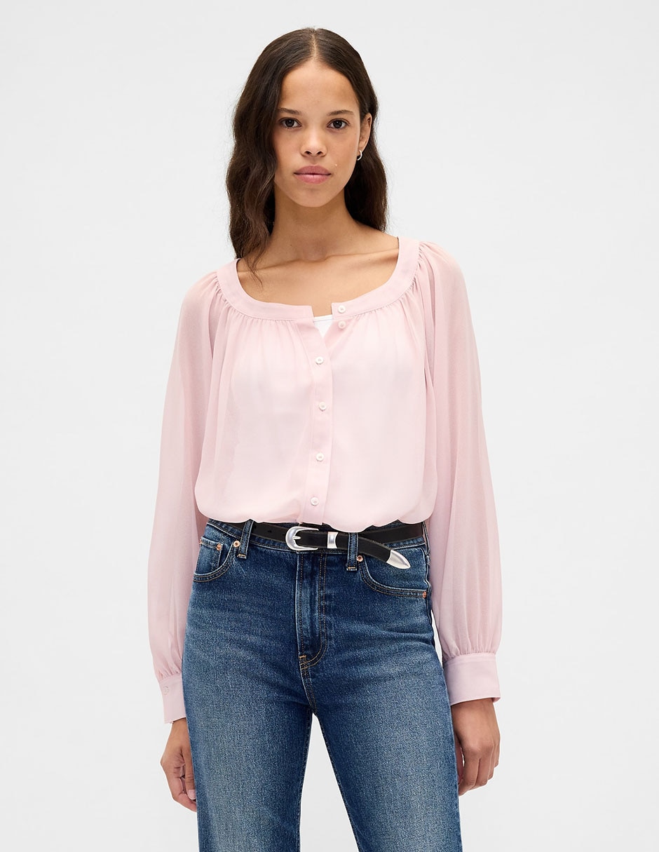 Blusa camisera manga larga para mujer 1