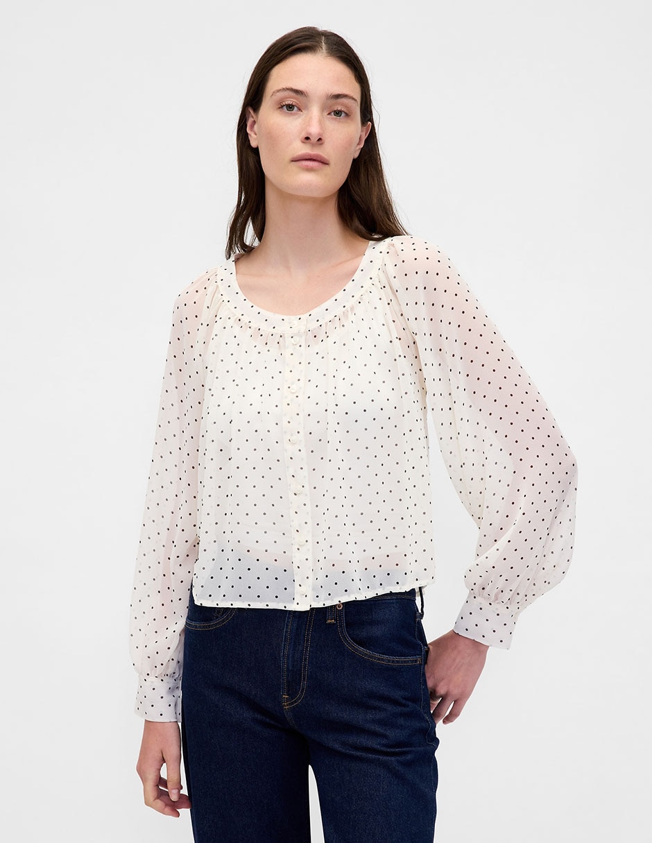 Blusa camisera manga larga para mujer