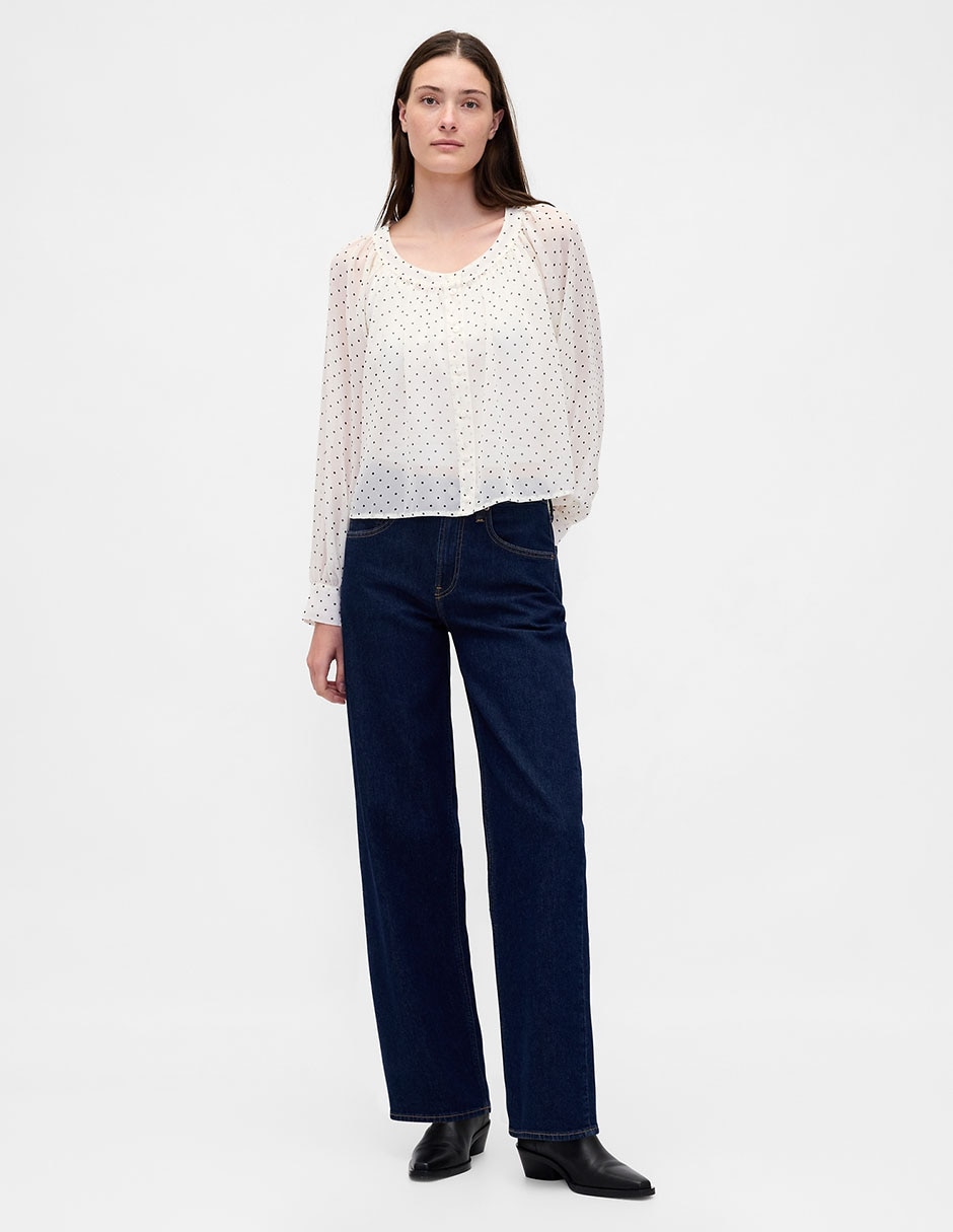 Blusa camisera manga larga para mujer