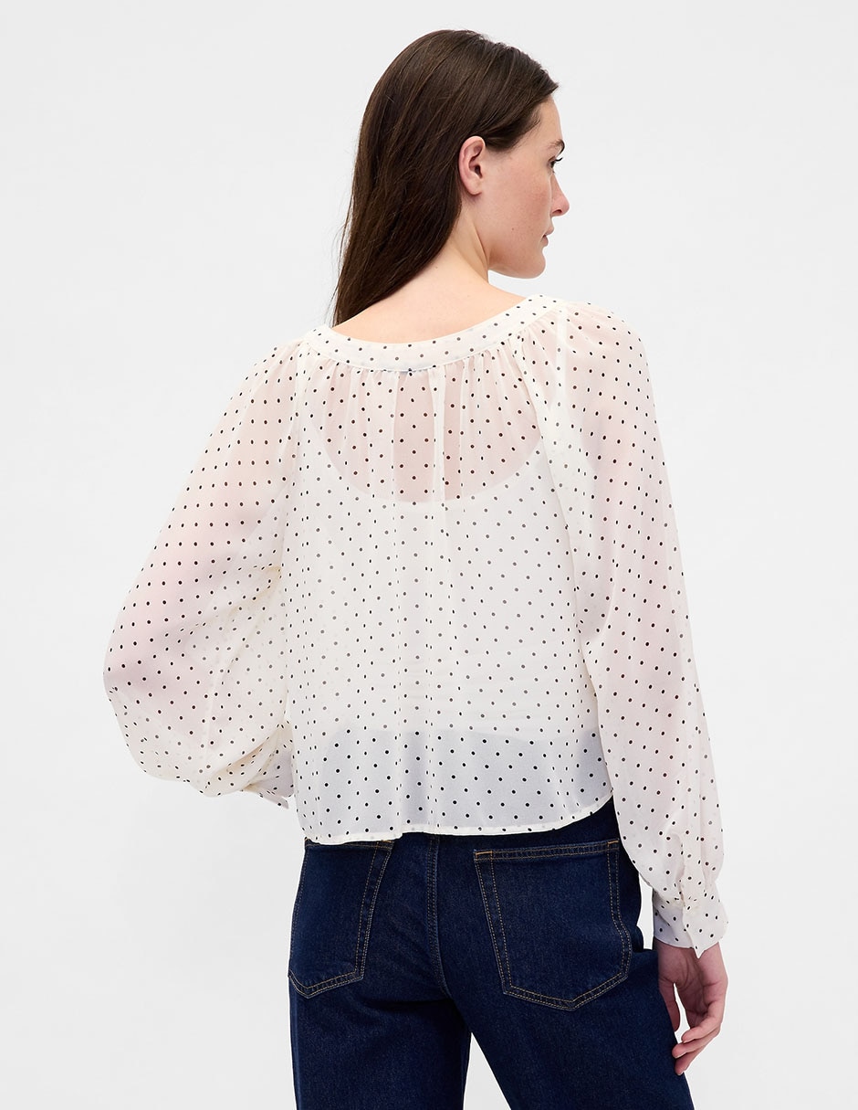 Blusa camisera manga larga para mujer