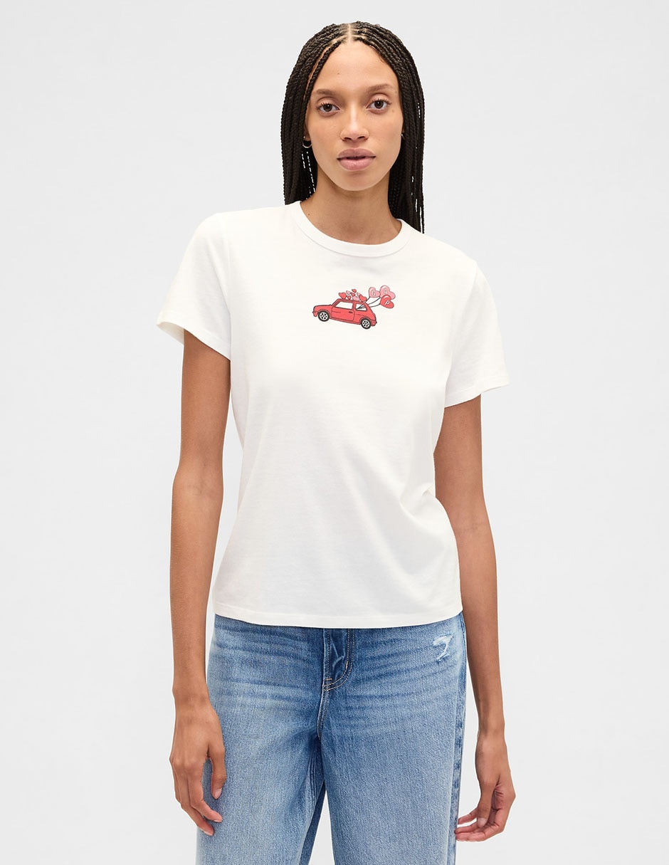 Playera manga corta cuello redondo mujer