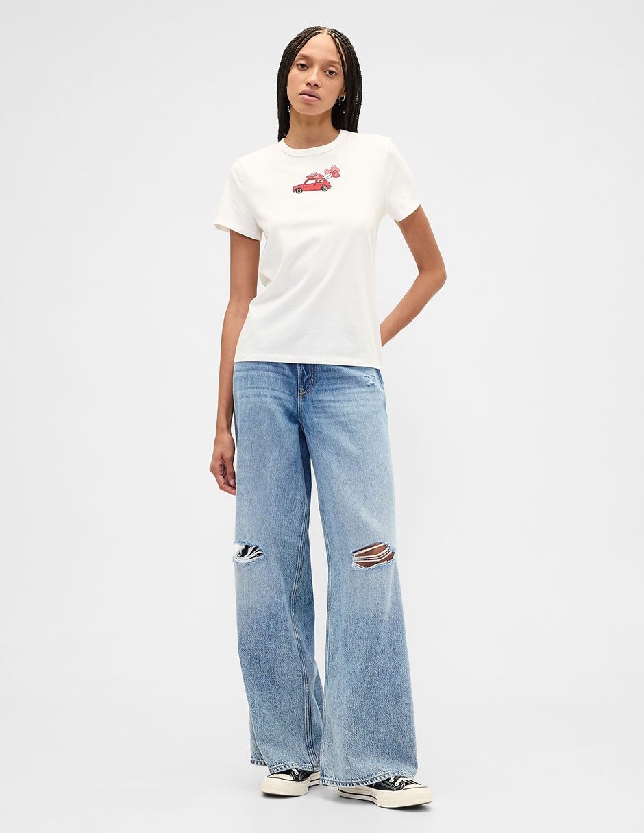 Playera manga corta cuello redondo mujer