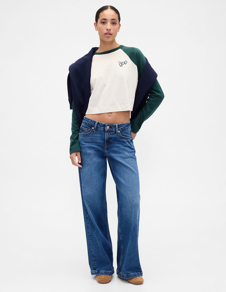 Playera manga larga cuello redondo mujer