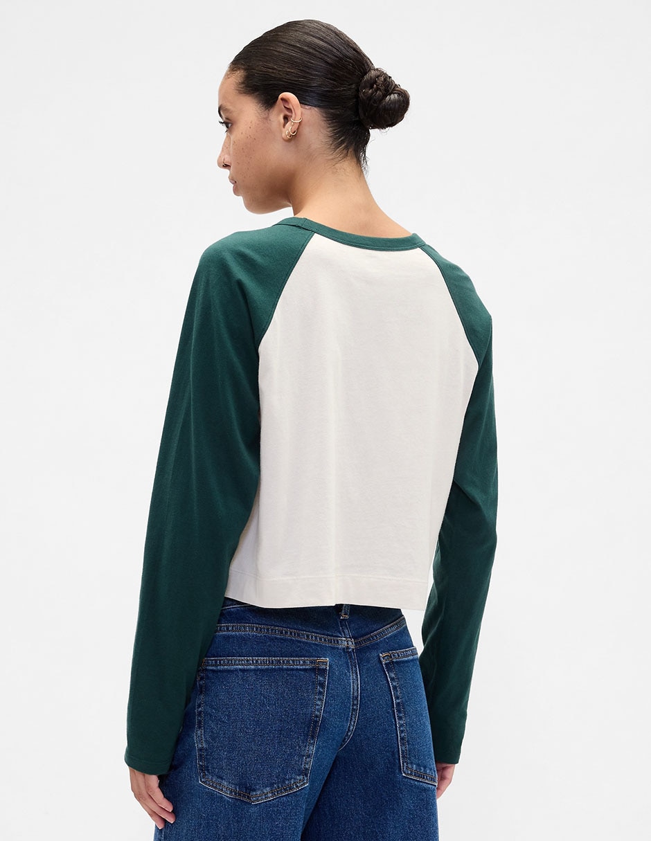 Playera manga larga cuello redondo mujer