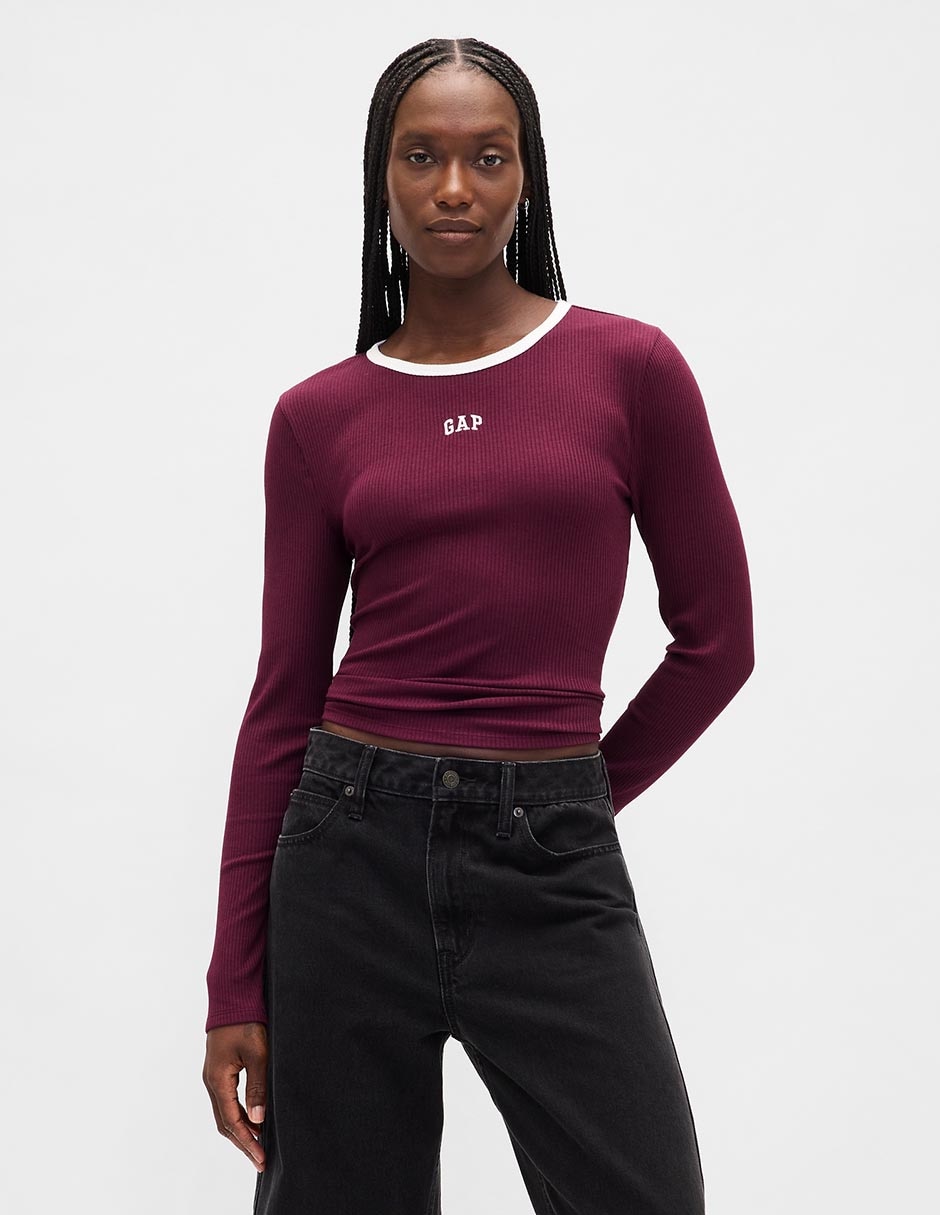 Playera manga larga cuello redondo para mujer Playera manga larga cuello redondo para mujer
