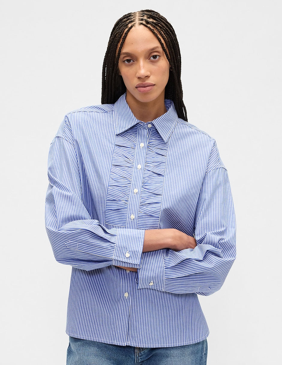 Camisa de algodón manga larga para mujer