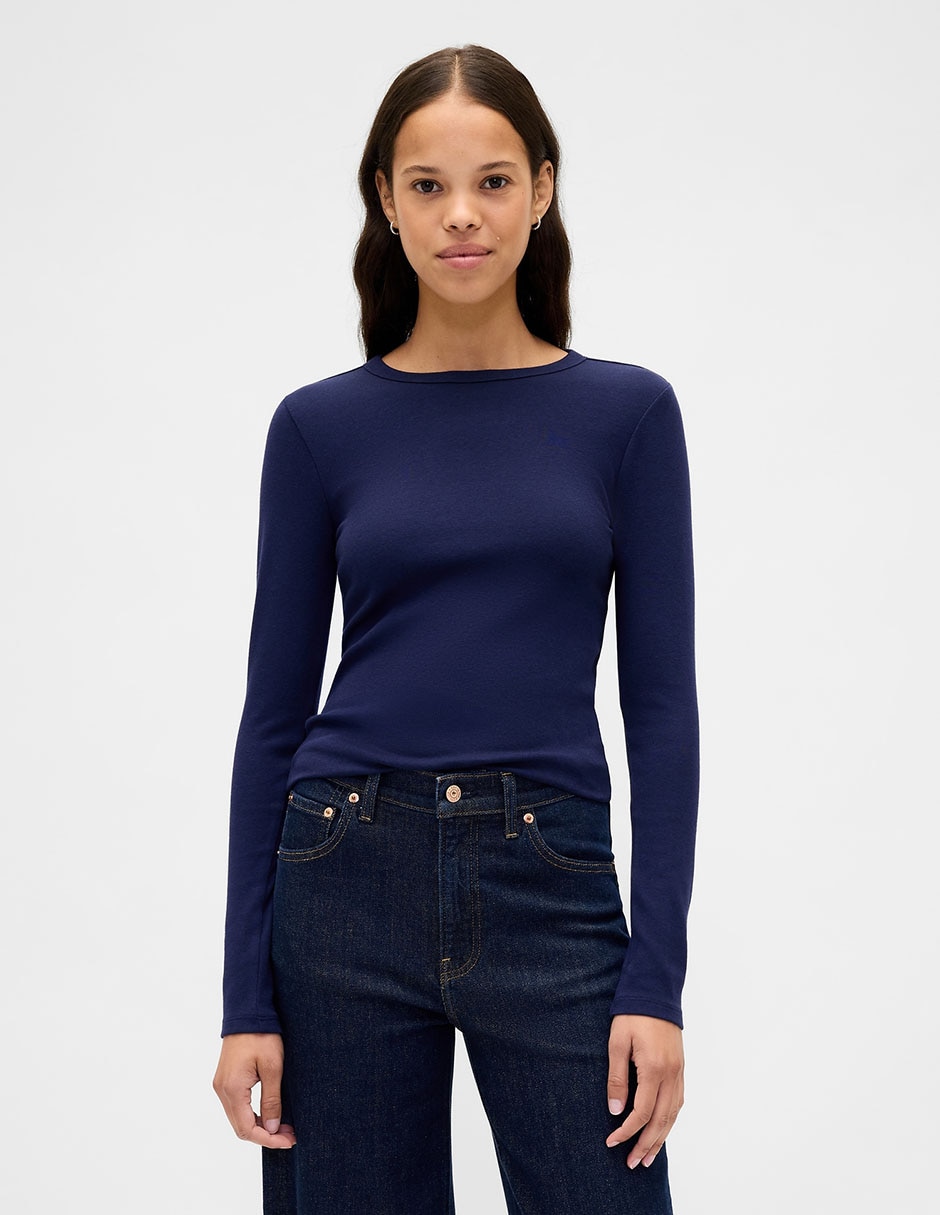 Playera manga larga cuello redondo para mujer Playera manga larga cuello redondo para mujer