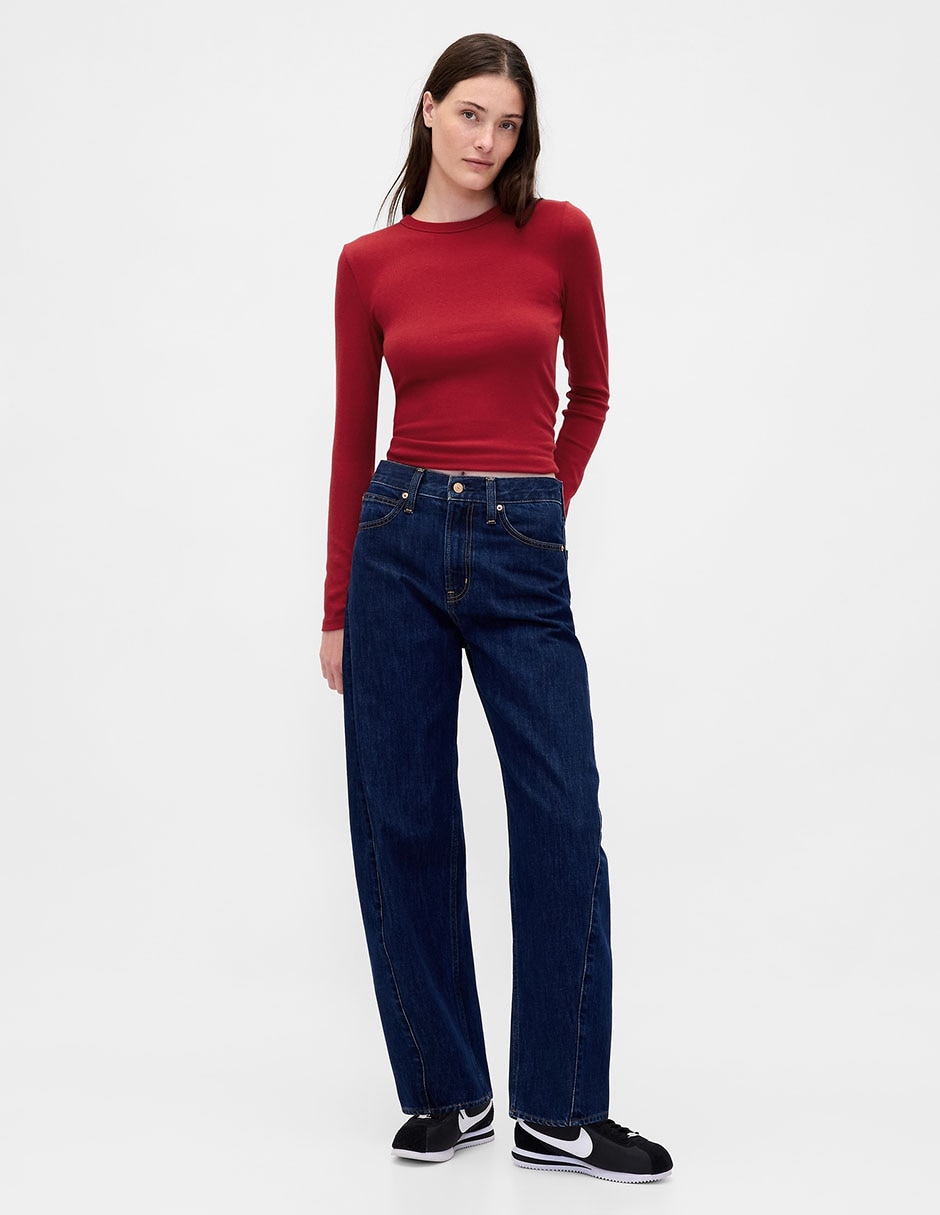 Playera manga larga cuello redondo para mujer 3